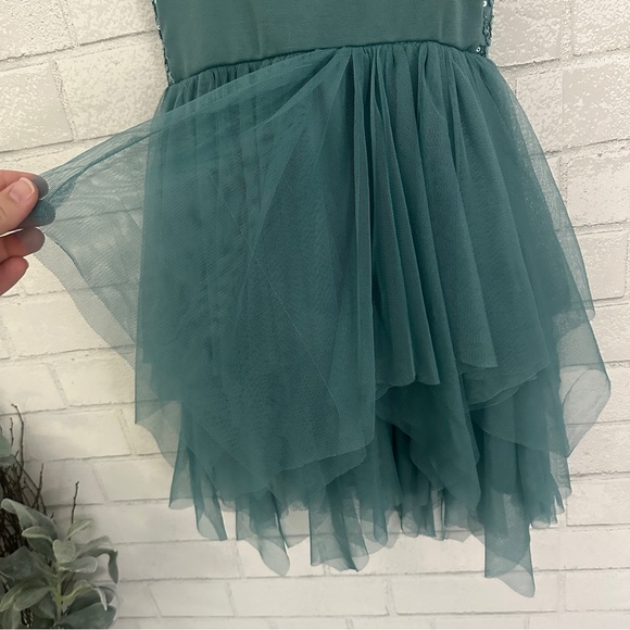 ZENZI Girls Sleeveless Sequin Embroidered Dress in Ocean Green - Picture 7 of 9